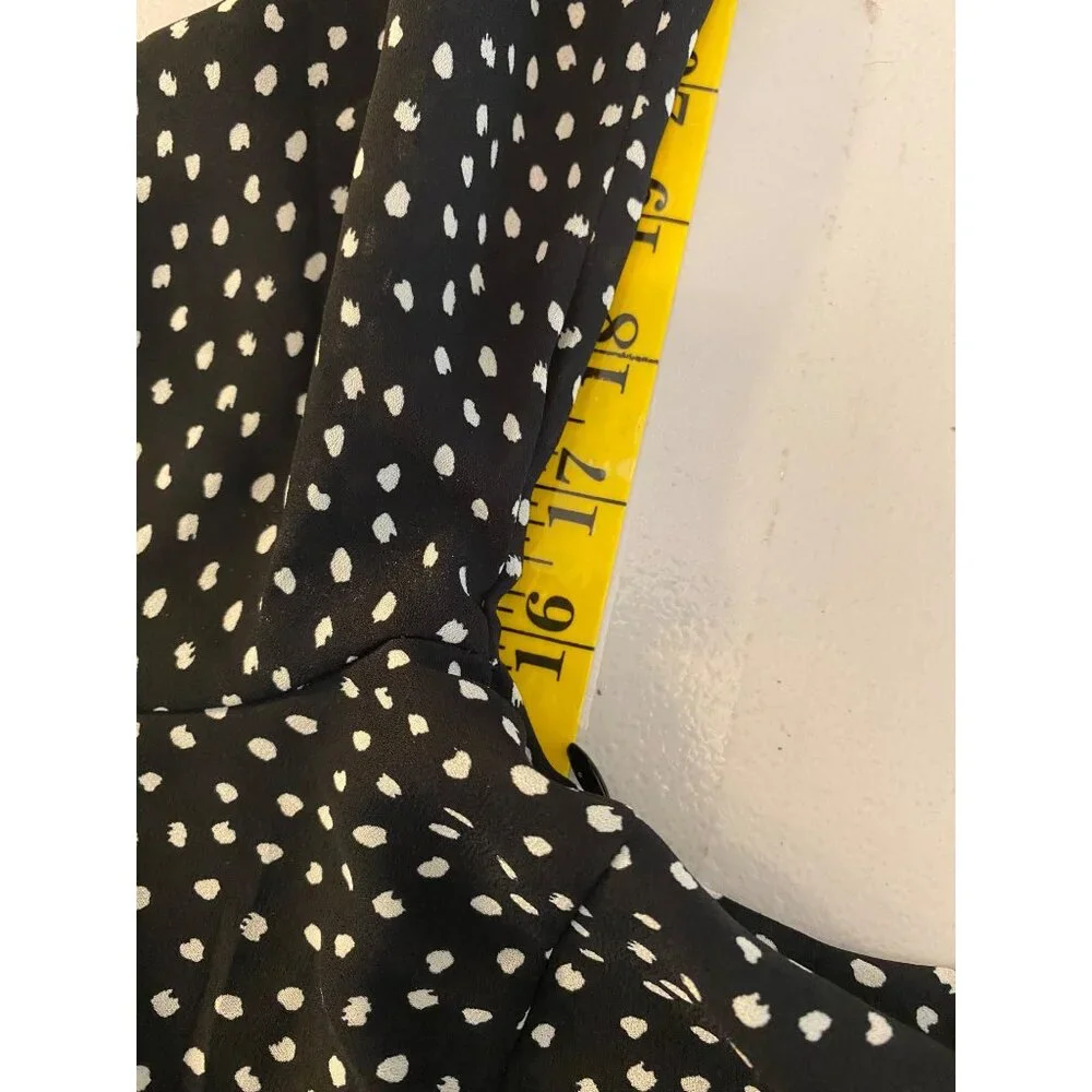 Abercrombie & Fitch Dress Black & White Polka Dot Long Sleeves Side Waist Tie XS - Picture 7 of 11